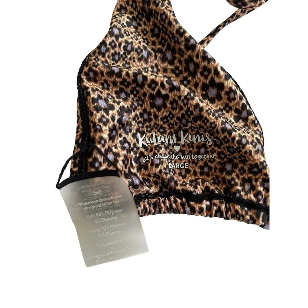 Kulani Kinis Women's Bikini Set Leopard Print Top M Bottoms L New Swim Suit